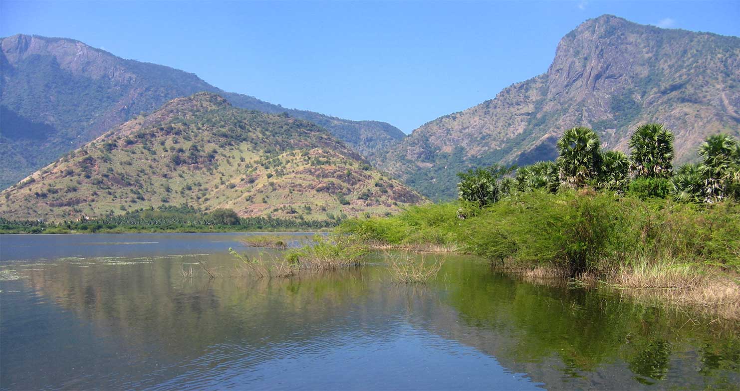 View of Kamarajar Lake and Western Ghats