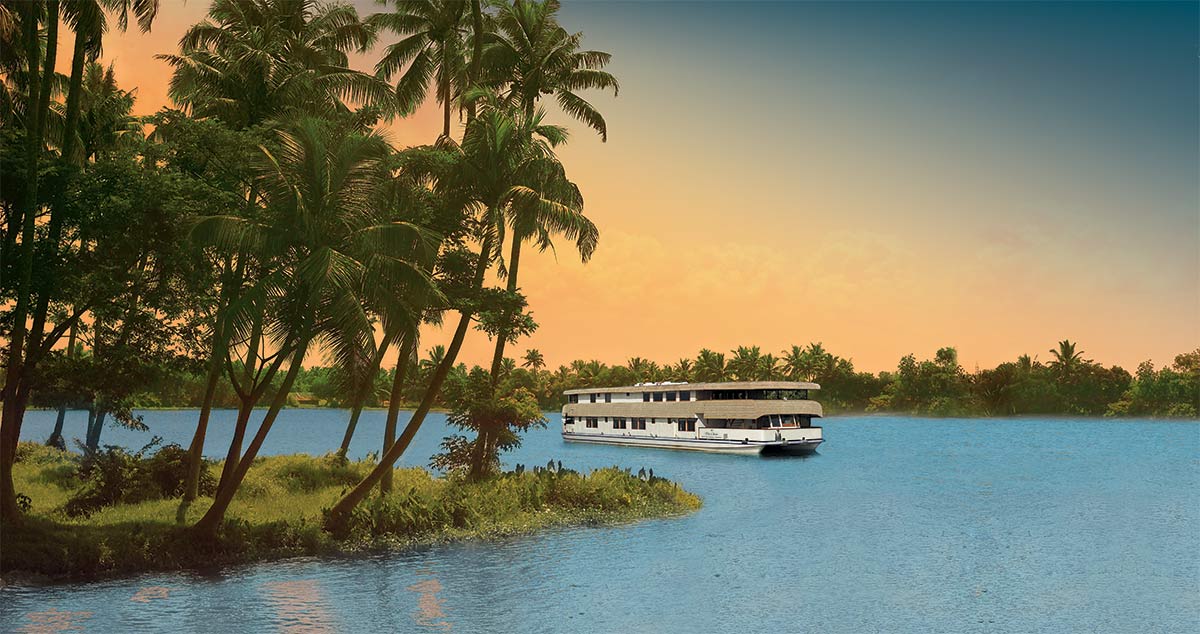 MV Vrinda cruising the backwaters of Kerala